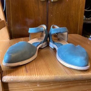 Fluevog teal Mod Vog leather Mary Jane flat